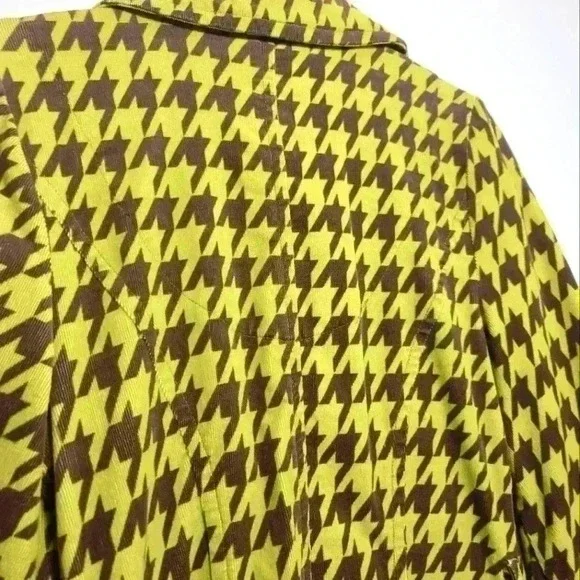 Ivy Jane RARE Vintage Houndstooth Coat In Muted Lime & Earth Brown With Belt XS